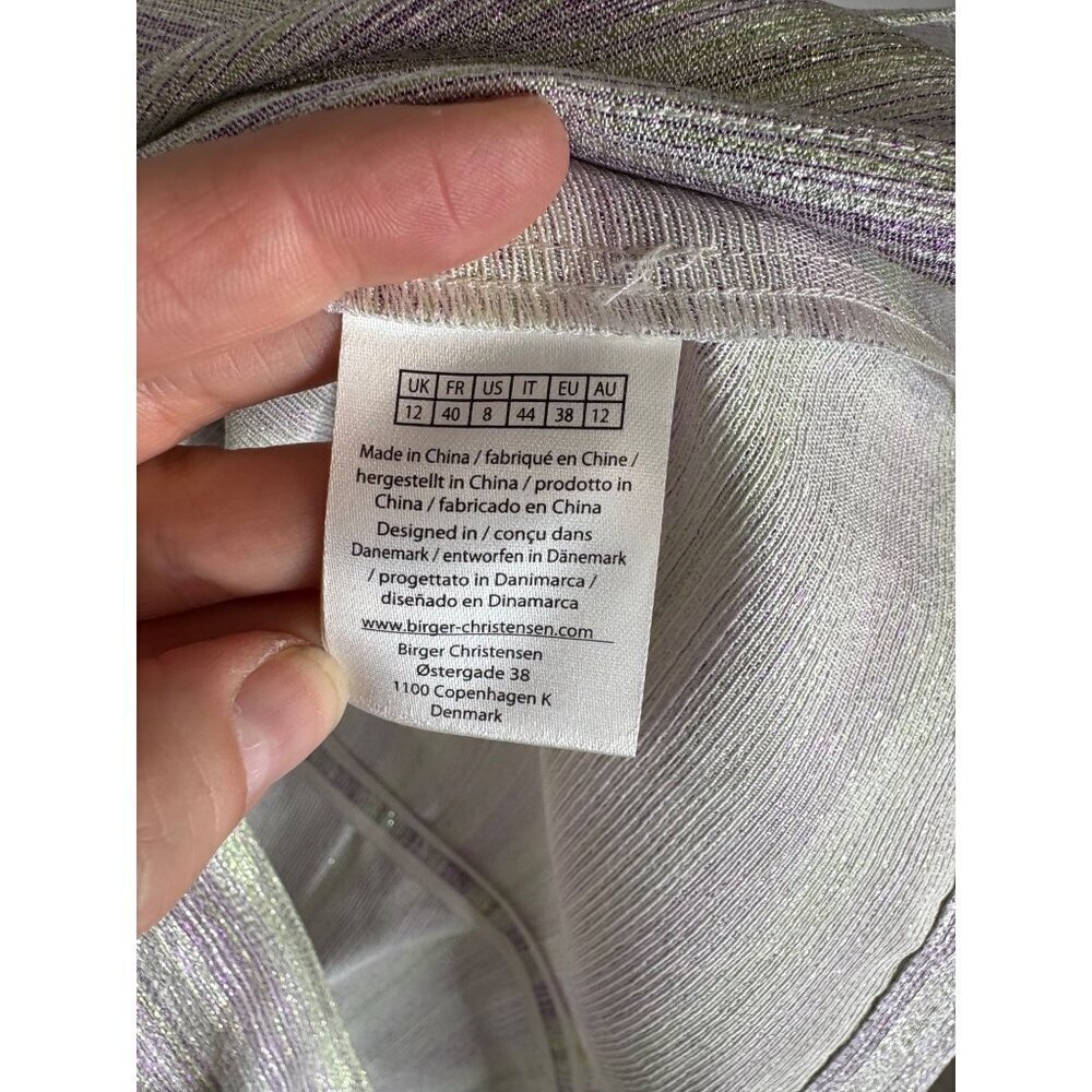 NWT ROTATE Wrap Effect Metallic Mini Dress Purple-sz 38 (US 8) - Picture 10 of 13